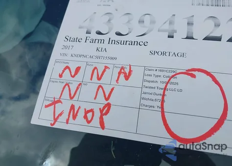 2017 Kia Sportage Ex из США, поврежденный, VIN KNDPNCAC5H7155009